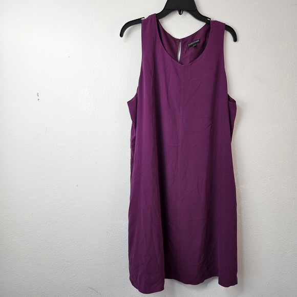 Eileen Fisher 100% Silk Sleeveless Dress Purple Size XL Minimalist - Picture 1 of 6